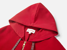 Hooded Cardigan With Embroideried Drawstring | Red