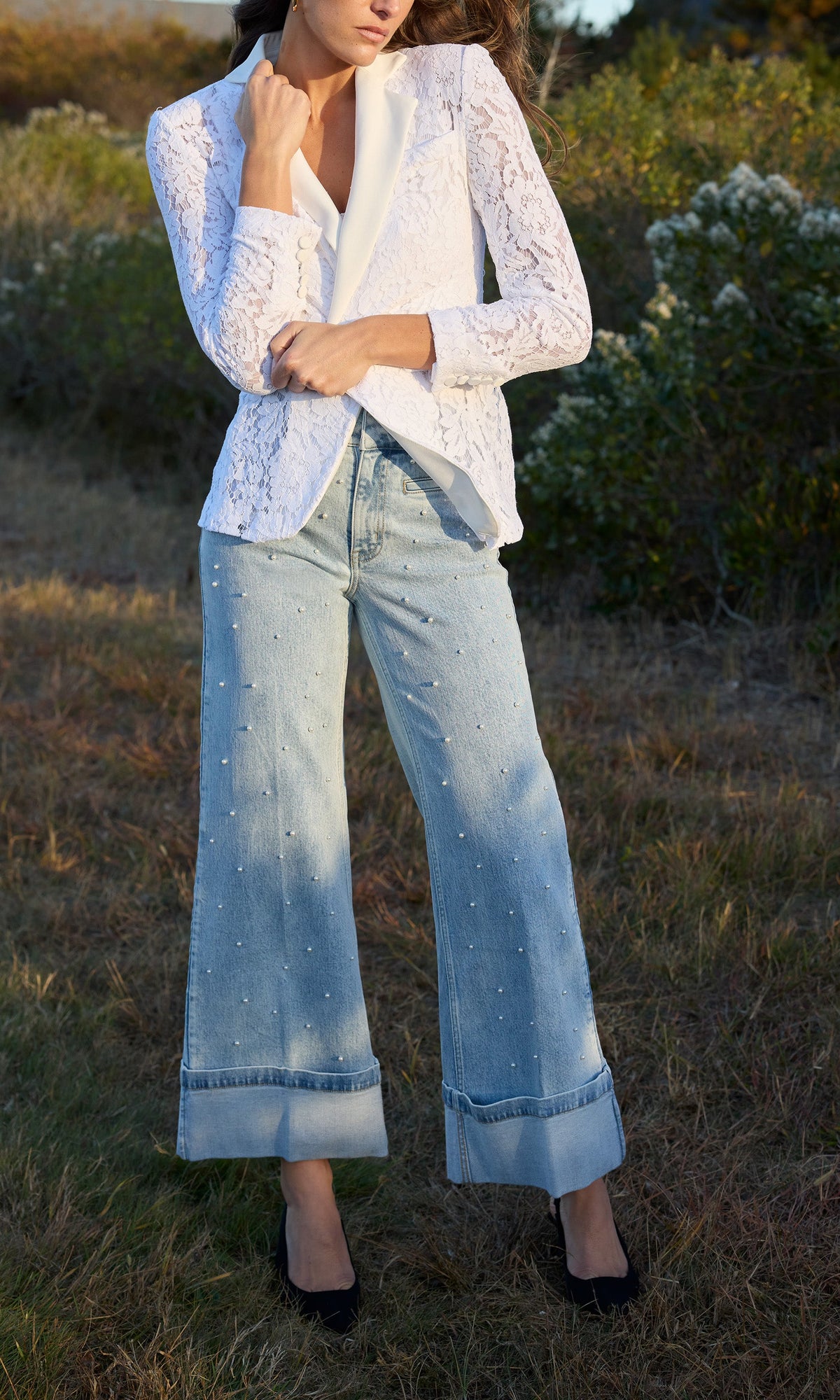 Raquel Pearl Denim Jeans | Light Blue/Pearl