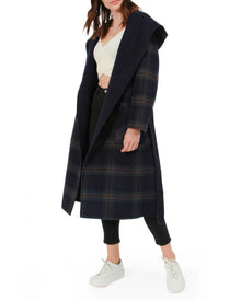 Women | Arcadia Wool Blend Oversided Coat with Hood | French Navy