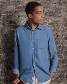 Mens | Denim Chambray Long Sleeve Shirt | Medium Chambray