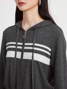Hooded Knitted Cardigan | Grey