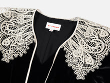 Lace Collar Velvet Knee Length Dress | Black