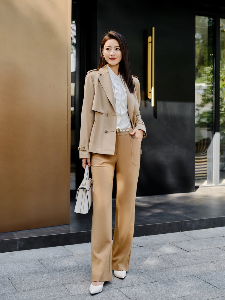 Woolen Trench Coat | Khaki