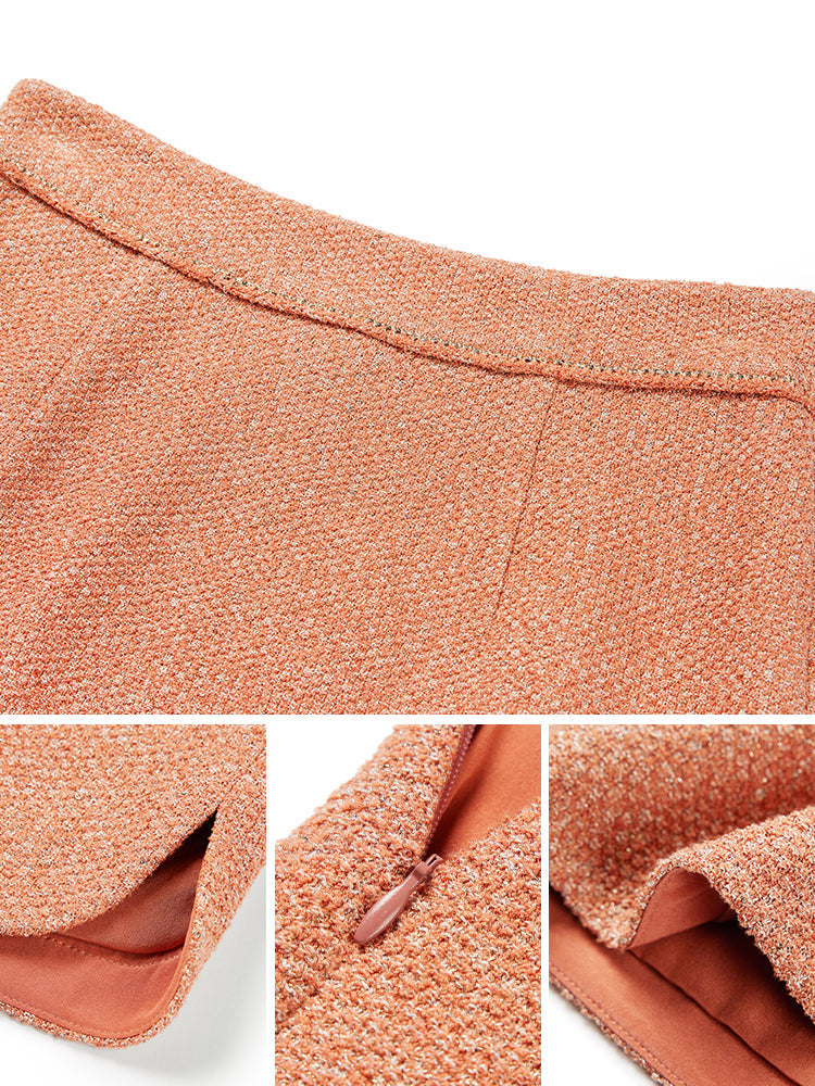 Fragrant Style Tweed Skirt | Orange