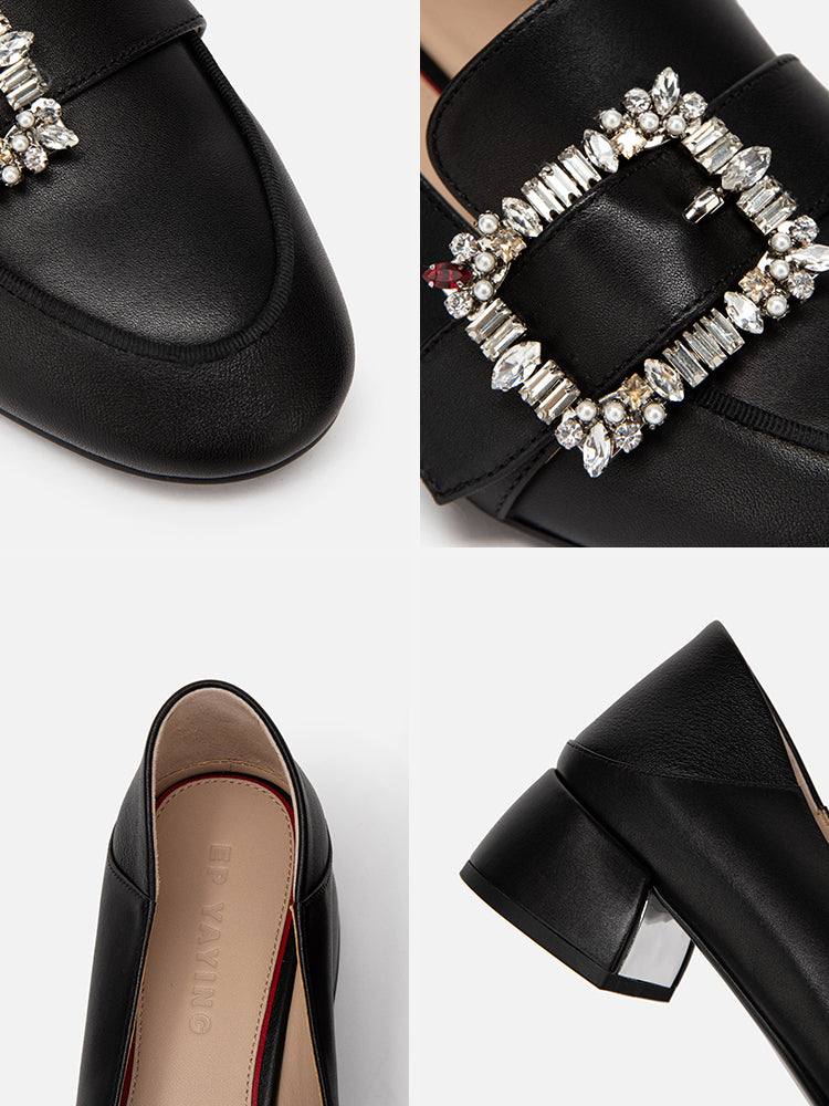 Double E Vine Diamond Buckle Loafers | Black