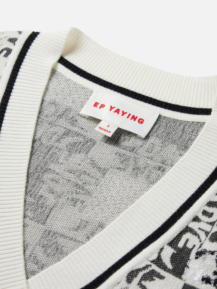 Jacquard Knit Vest | Black