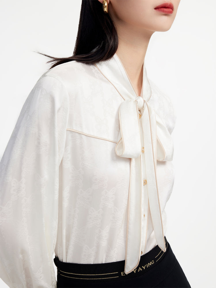 Lace-up Collar Shirt | Beige