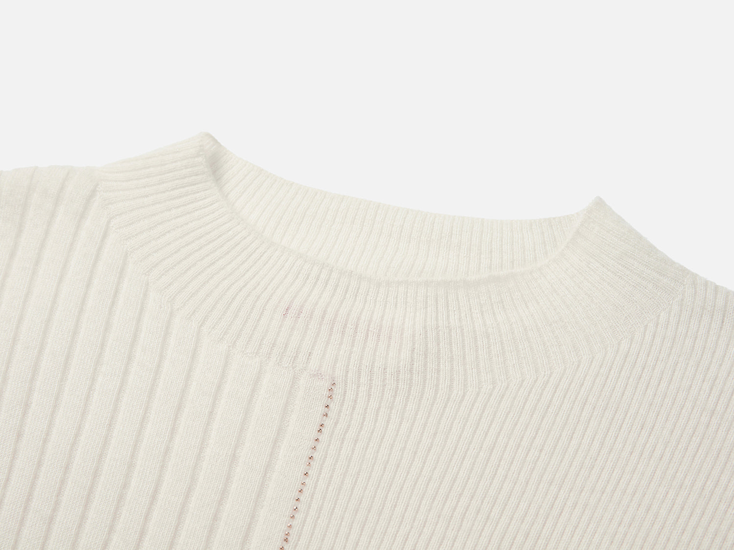 Stand-Up Collar Cashmere Knit Top | White