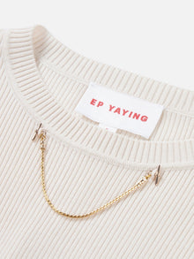 Slim Fit Round Neck Knit Sweater | White