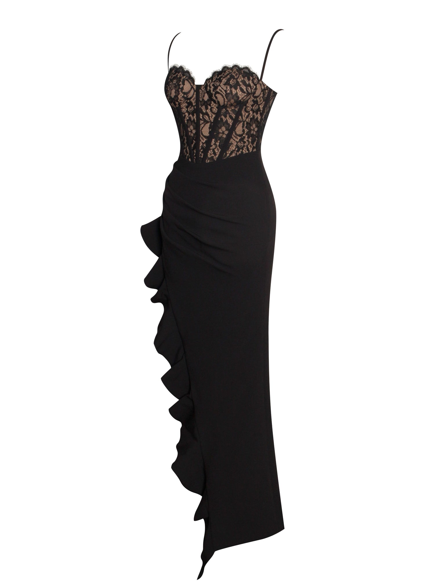 Junia Lace Corset Maxi Dress | Black