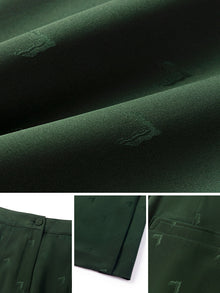 Jacquard Straight Leg Side Slits Pants | Green
