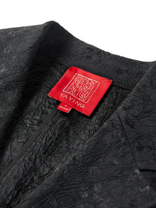 Jacquard Cinched Waist Blazer Jacket | Black