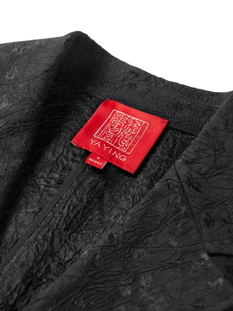 Jacquard Cinched Waist Blazer Jacket | Black
