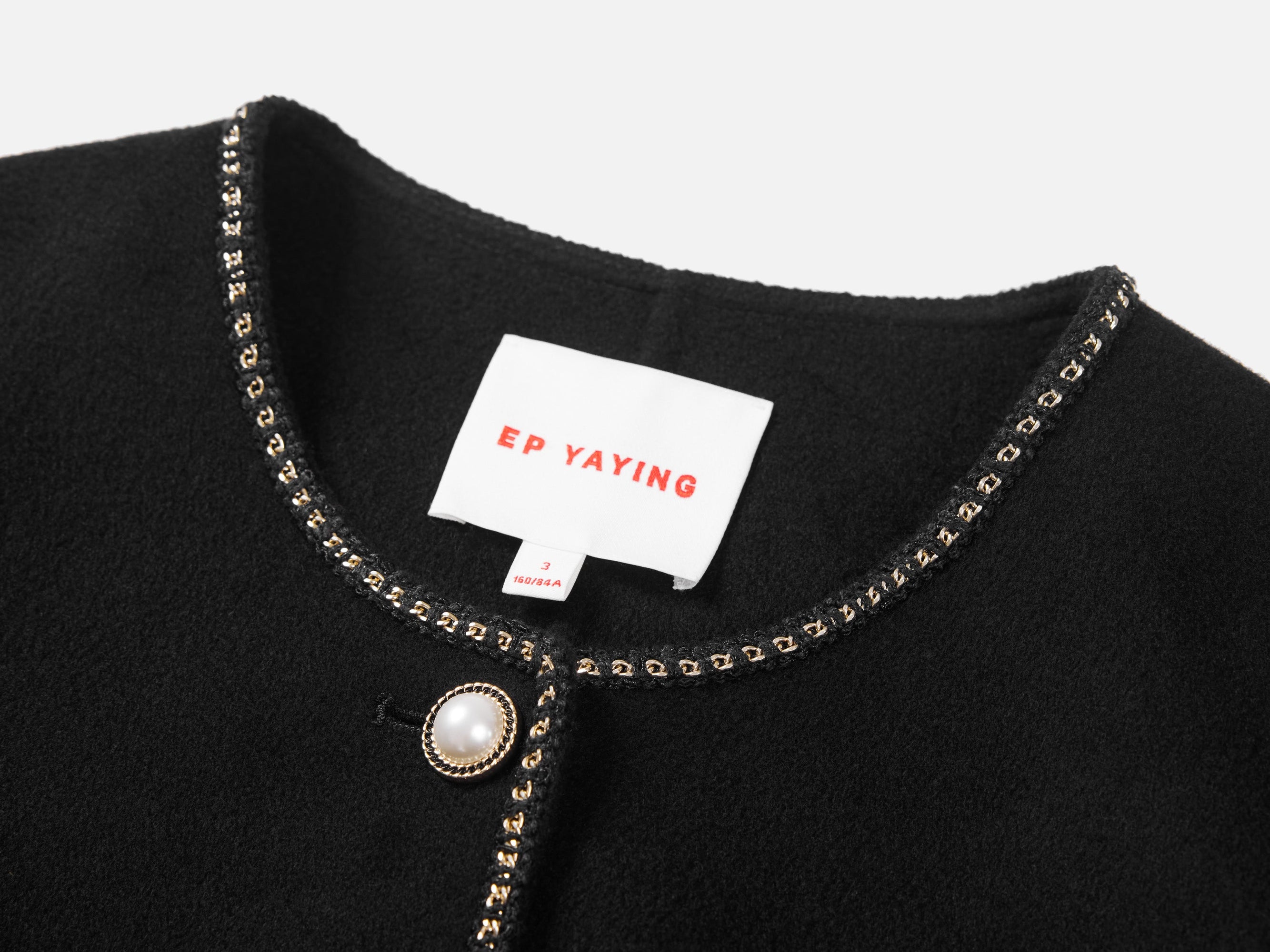 Trimmed Double Woolen Jacket | Black