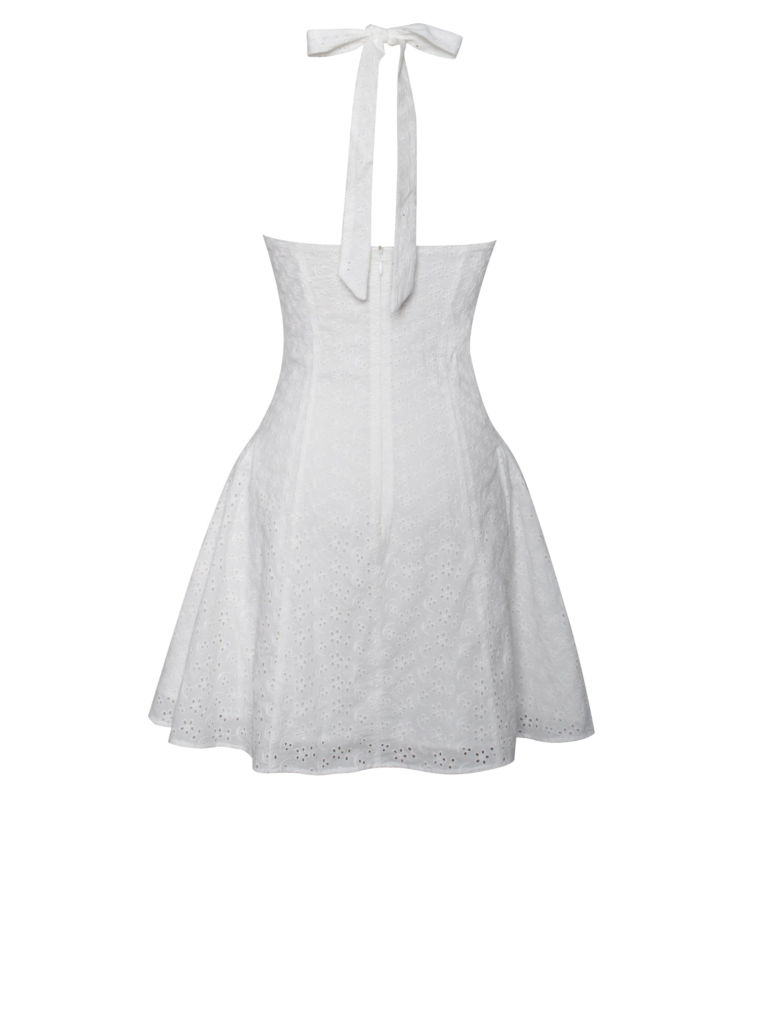 Johana Eyelet Halter Mini Dress | White