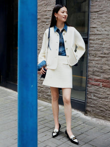 Pure Wool Short Coat | White