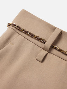 Wool Wide-Leg Office Pants | Khaki