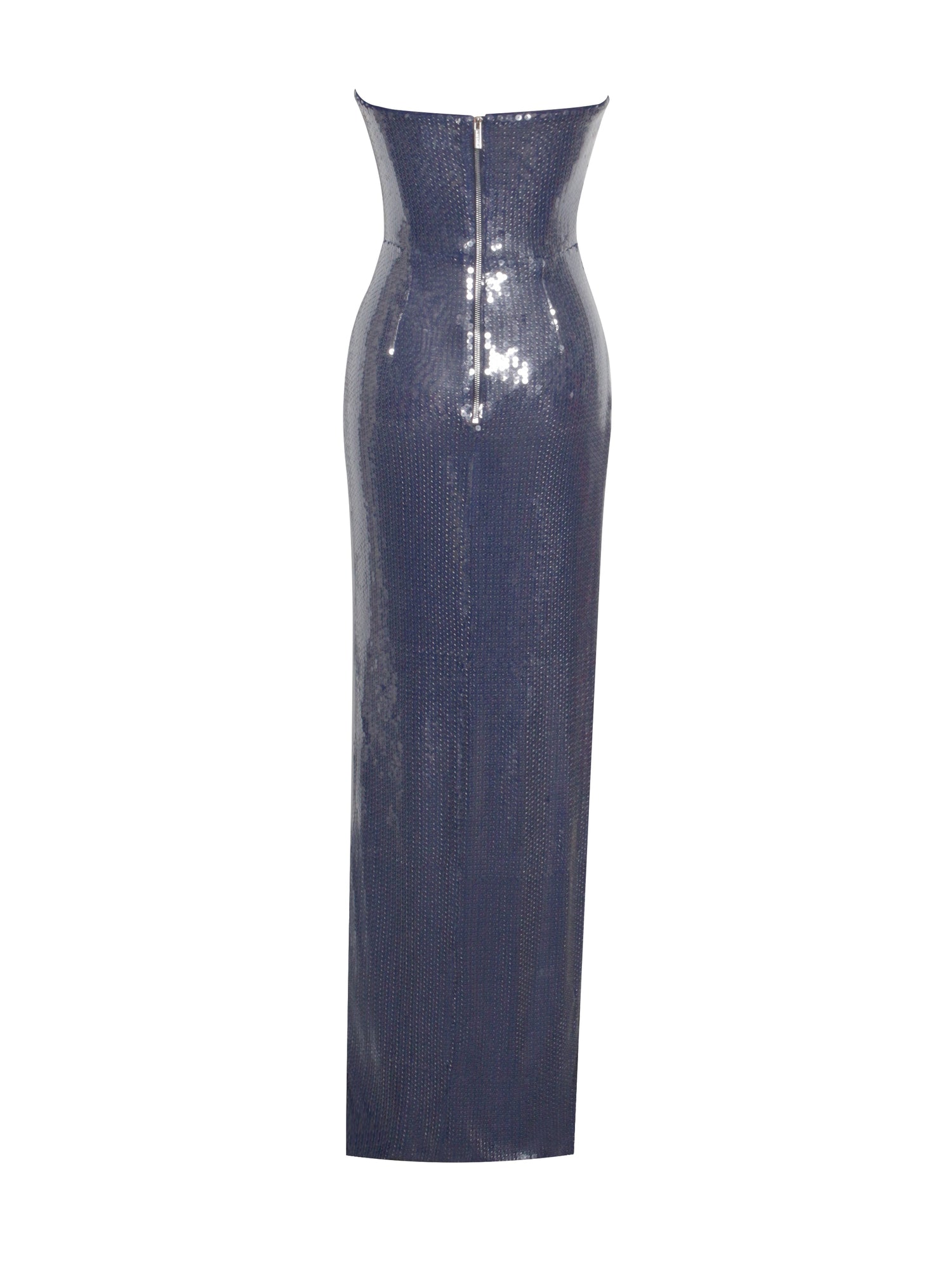 Ramona Sequin Strapless High Slit Maxi Dress | Navy