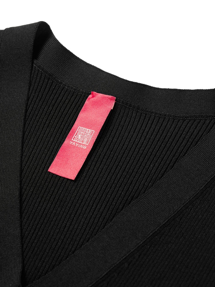 Fake Two Piece Knit Dress | Black