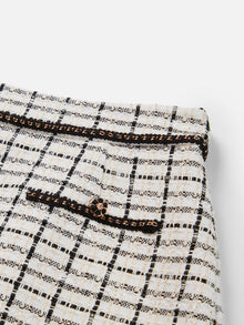 Parisian-Style Checkered Skirt | White/Black