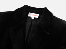 Hip Length Velvet Silk Blazer | Black