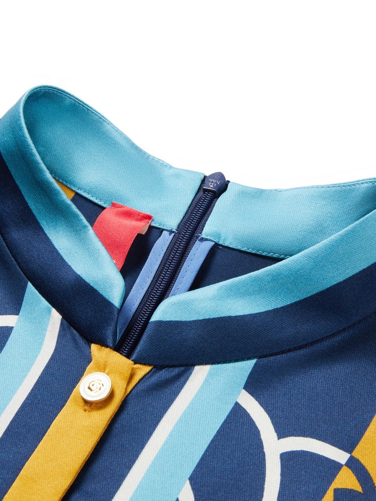 Printed Silk Dress | Blue