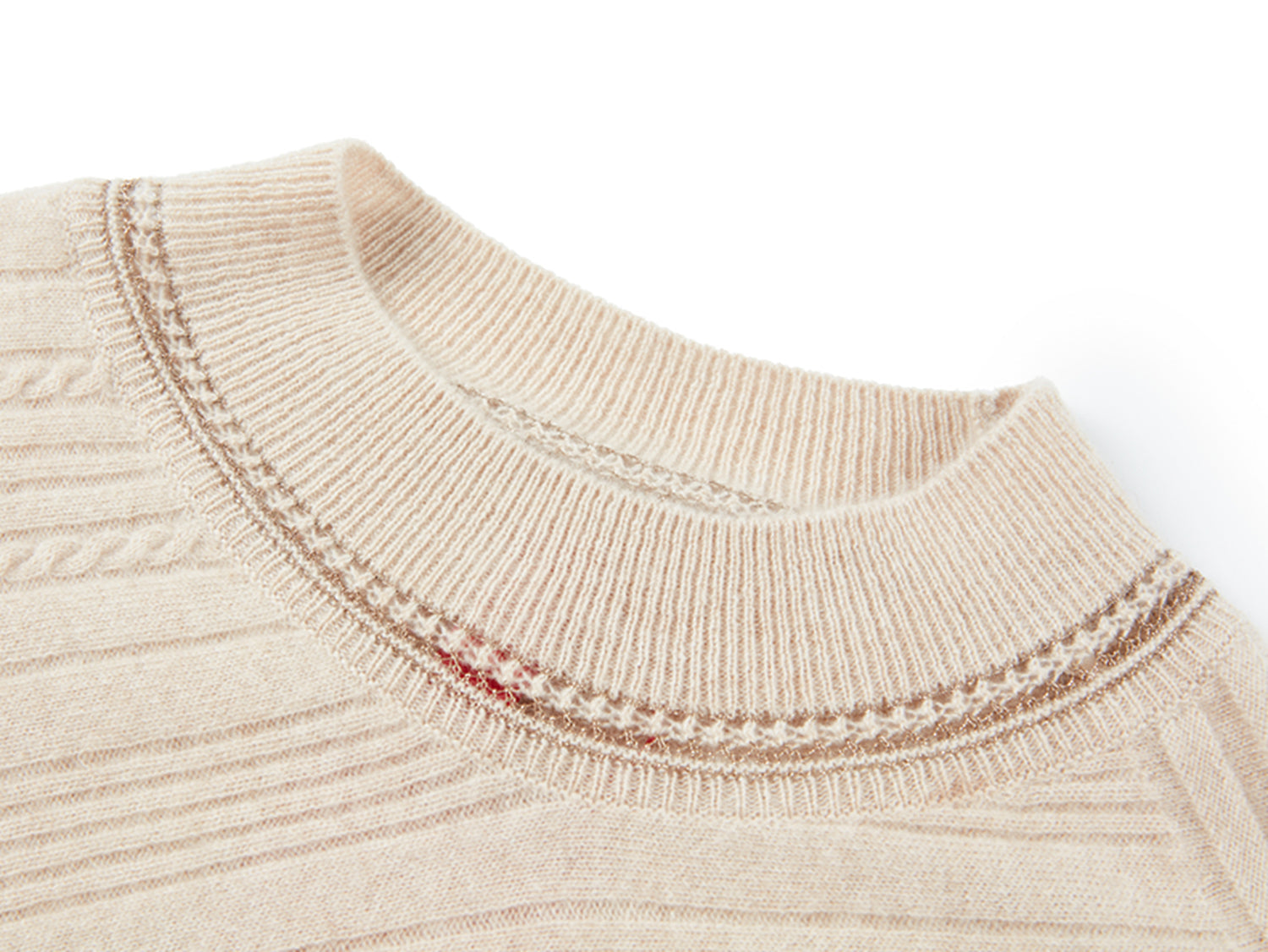 Cashmere Batwing Sleeves Twilled Sweater | Beige