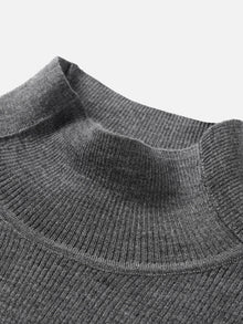 Pure Wool Solid Color Knit Sweater | Grey