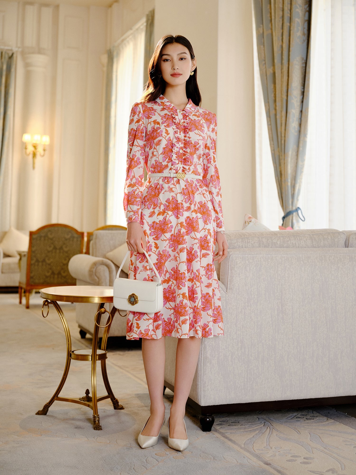 Silk Printed Dress | Pink