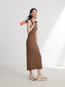 Suspenders Dress | Camel