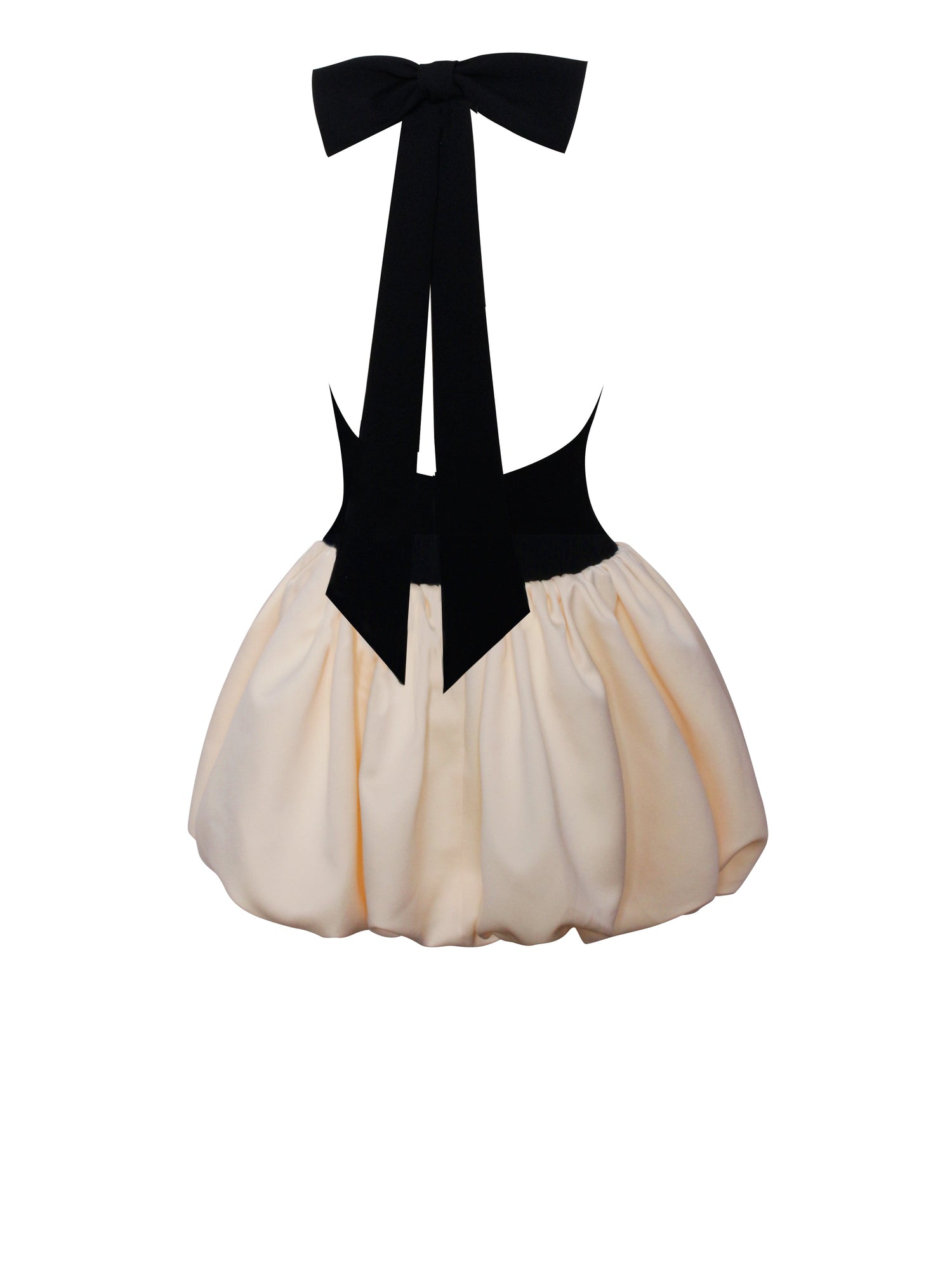 Yaira Backless Drop Waist Mini Bubble Dress | Black/Beige