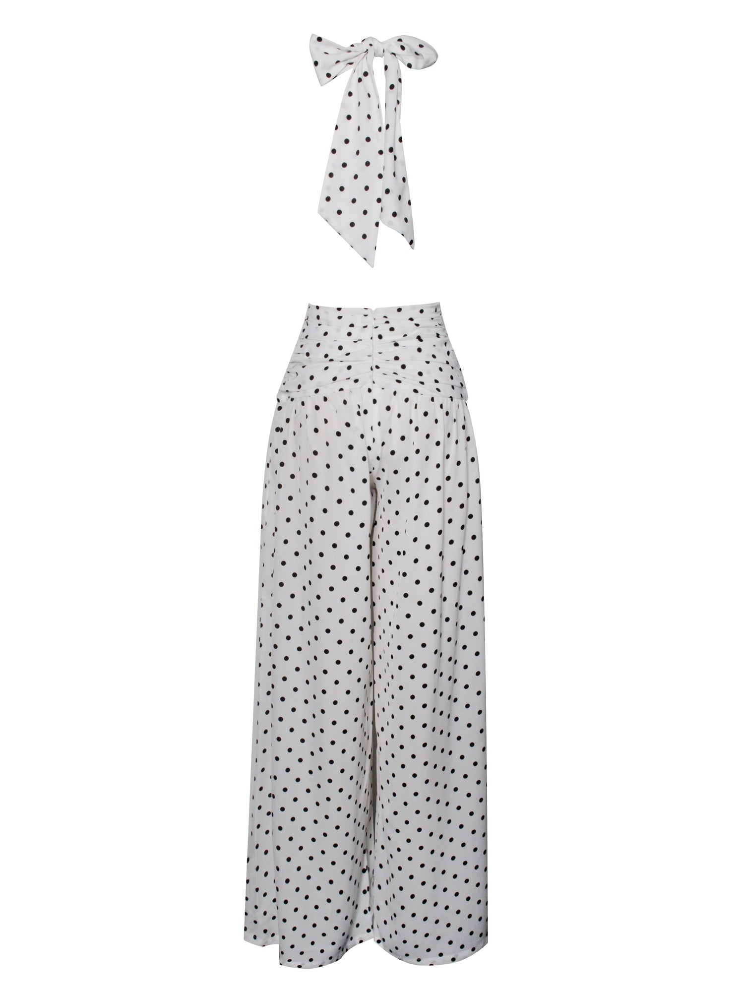 Oriana Polka Dots Halter Jumpsuit | White