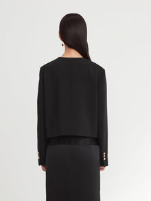 Wool Double-Breasted Blazer | Black