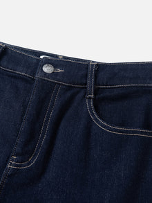 Turn-Up Contrast Trim Cropped Jeans | Blue