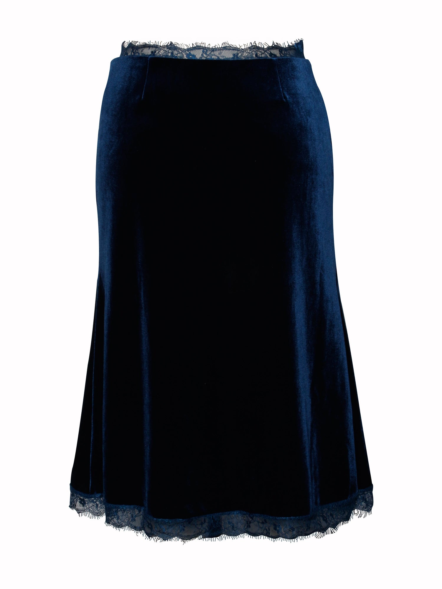 Lorraine Velvet Skirt With Lace Trim | Teal