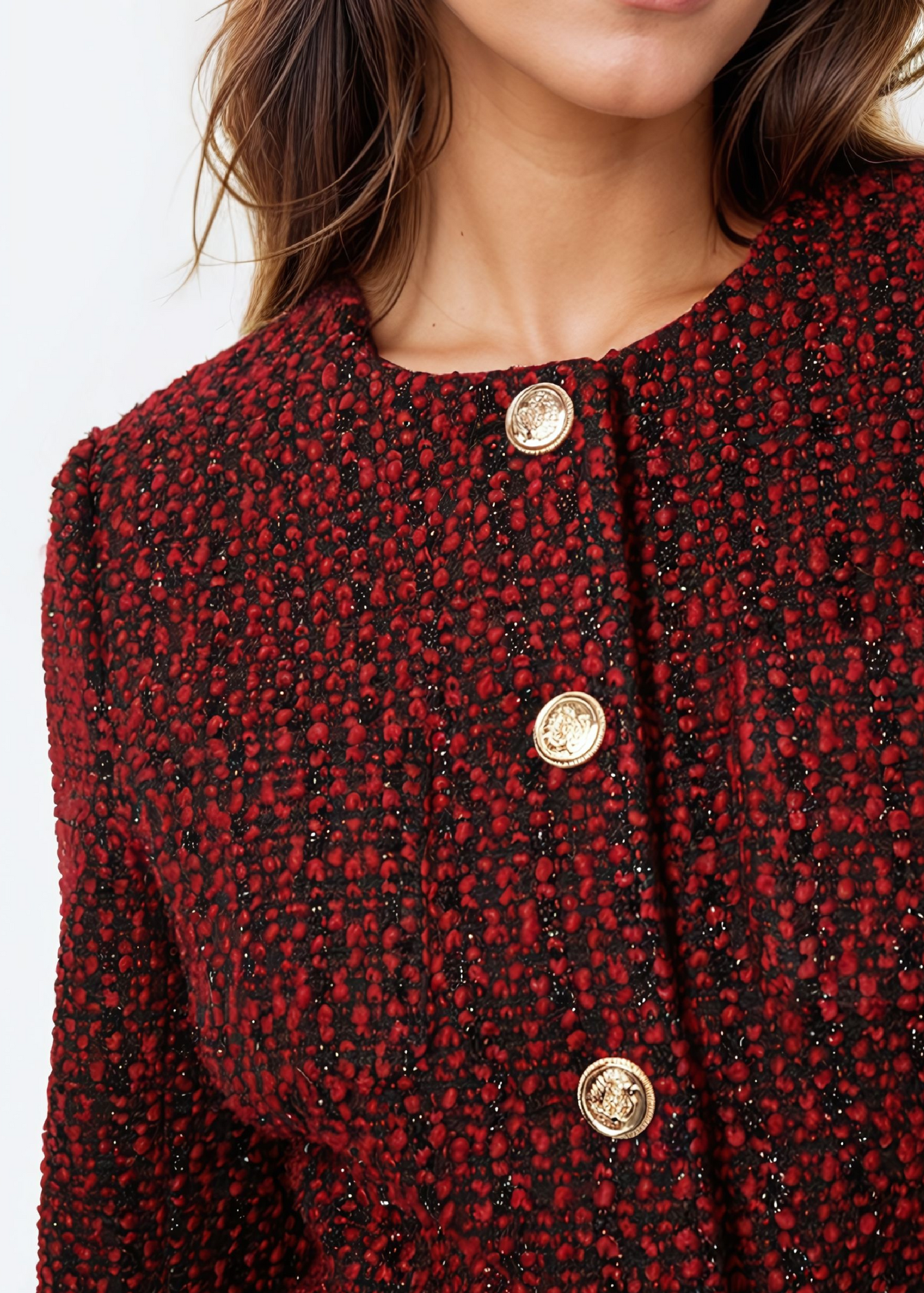 Wrenley Metallic Jacket | Red Tweed