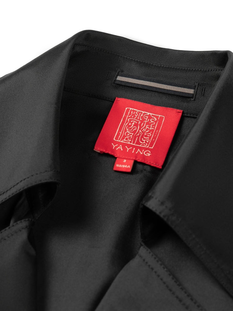 Triacetate Long Trench Coat | Black