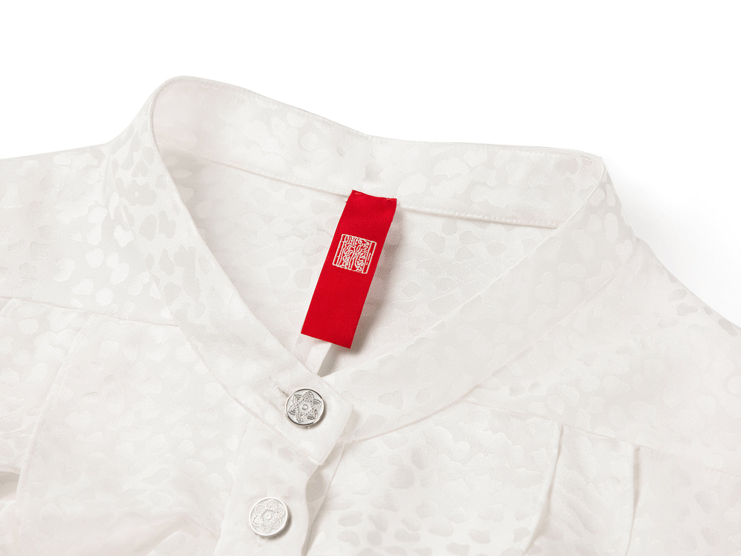 Ruffle-Collar Silk Blouse | White