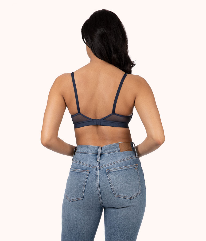 The Crochet Lace Deep V No-Wire Push-Up | Navy
