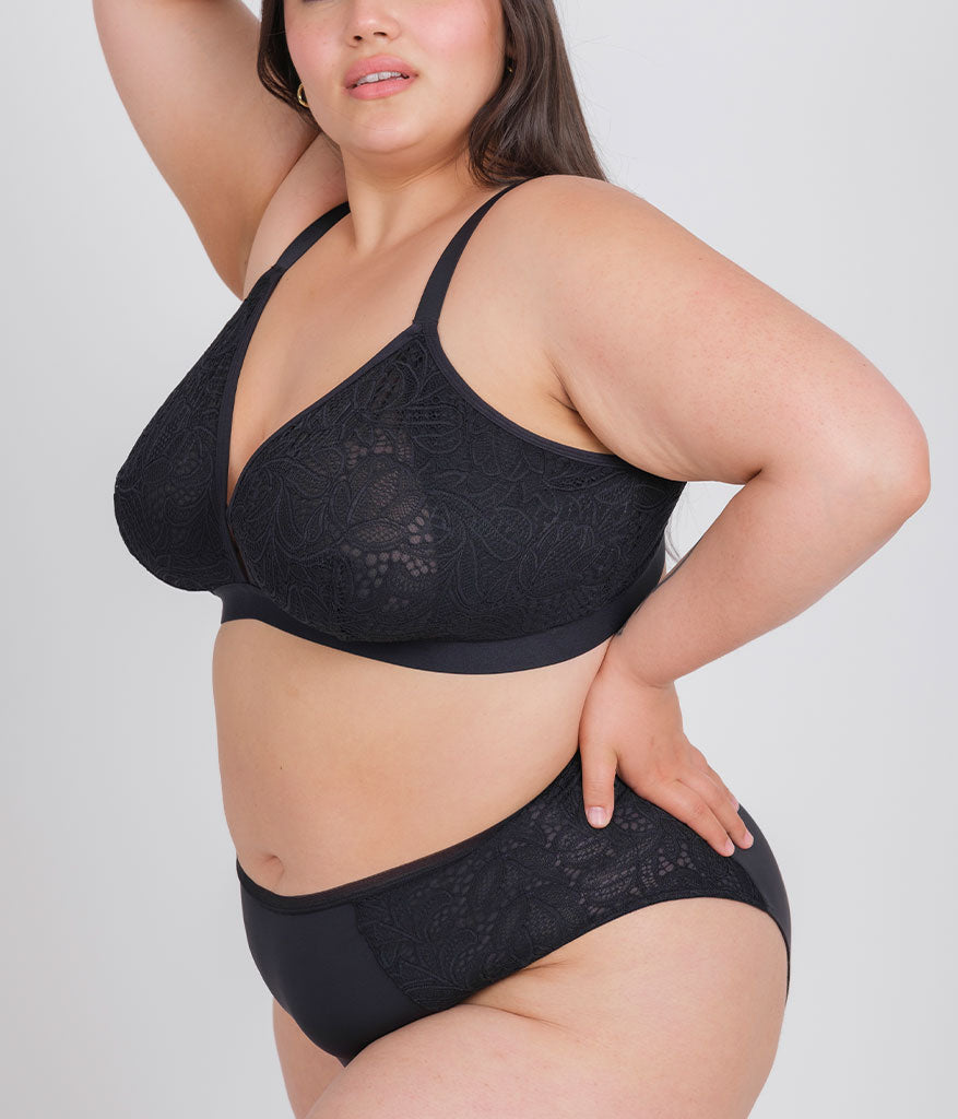 The Palm Lace Busty Bralette | Jet Black