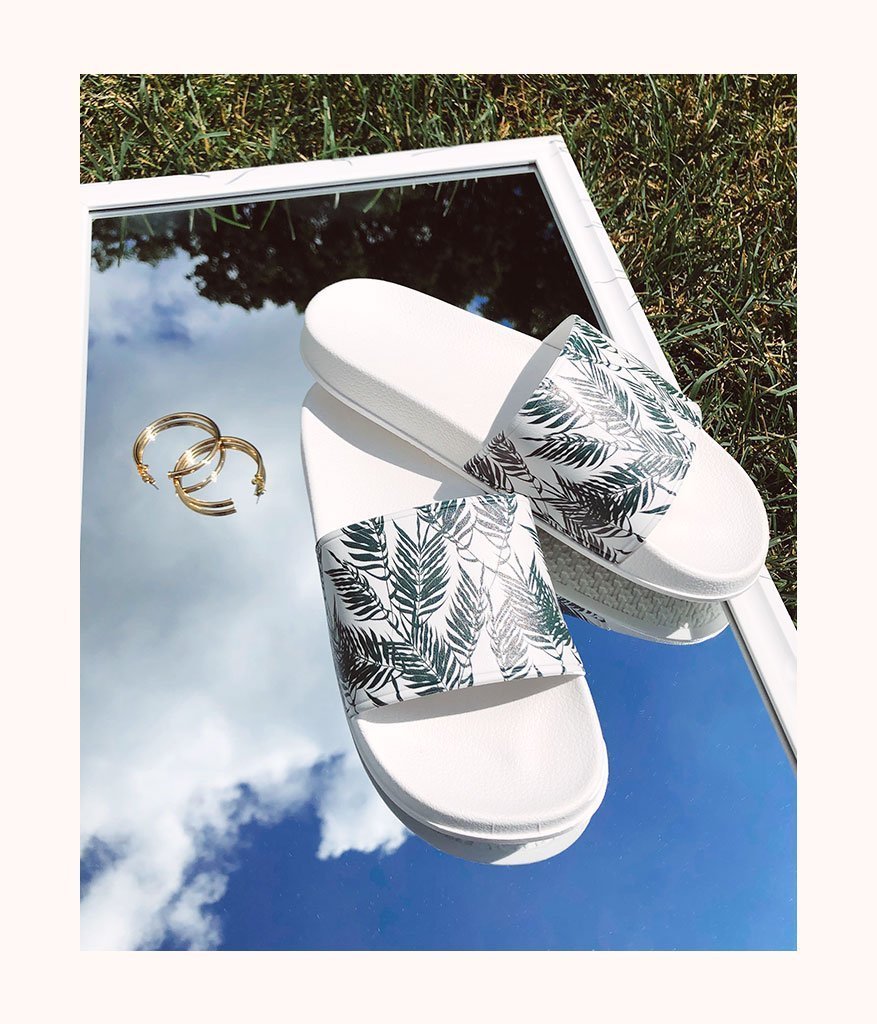 The Palm Slides | White x Green Palm