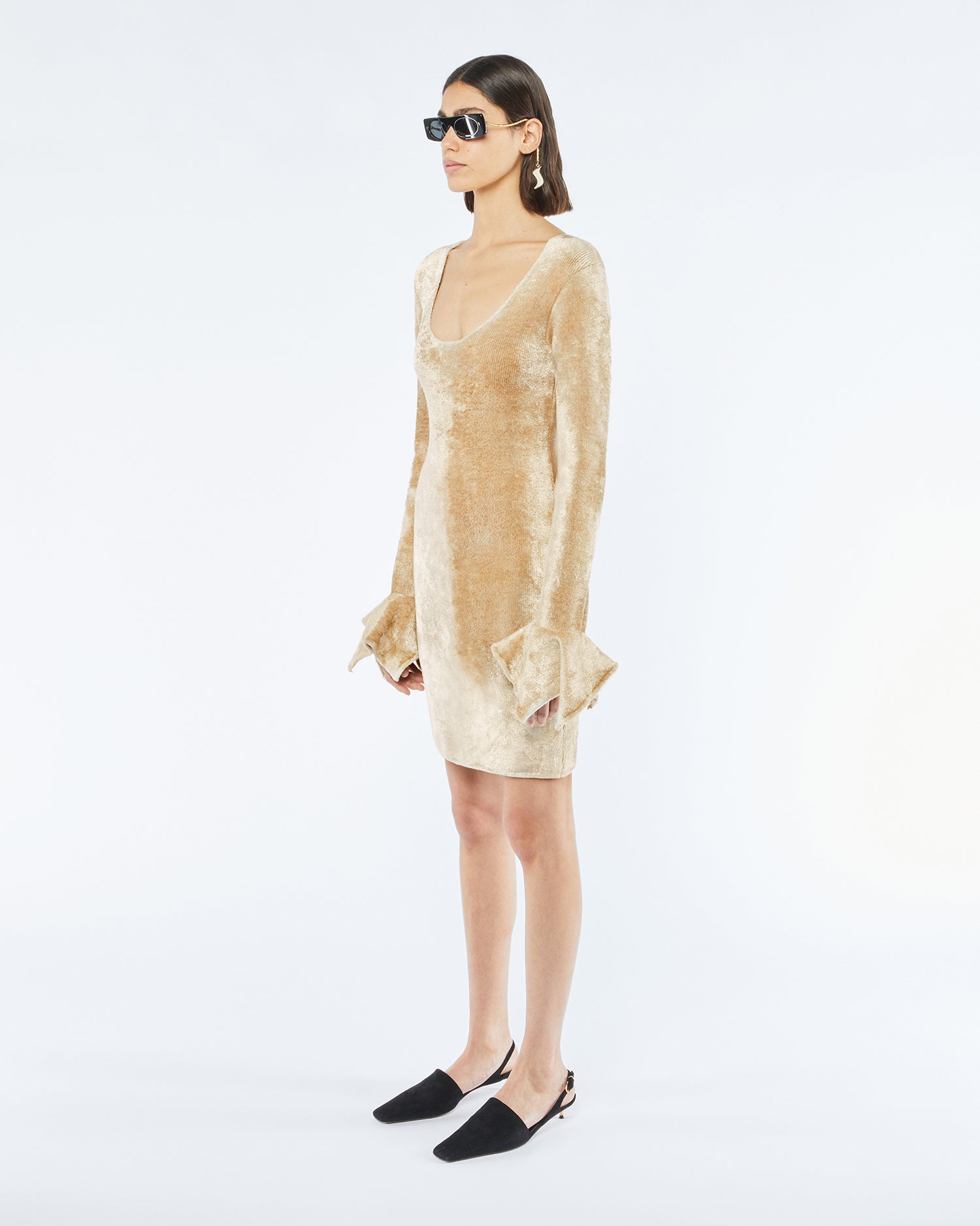 Brina Velour Knit Mini Dress | Creme