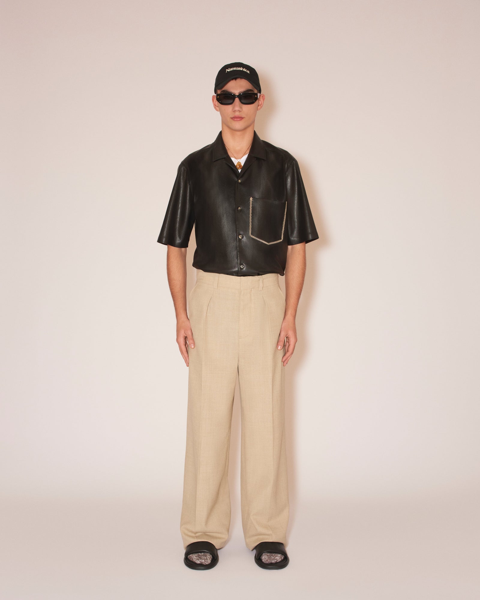 Cian Summer Suiting Straight-Leg Pants | Sand Melange