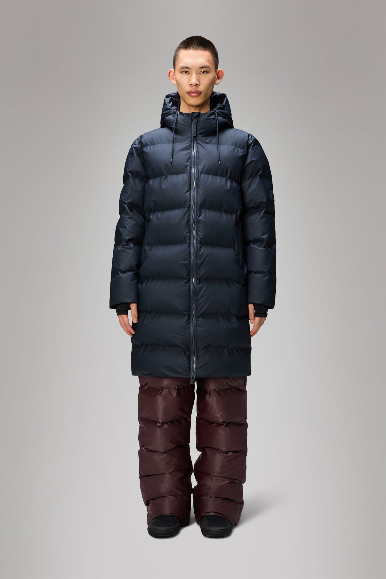 Rains Alta Longer Puffer Jacket Navy Jacket
