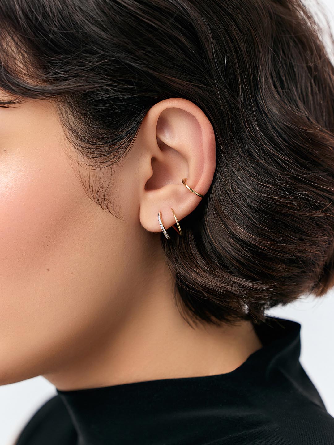 Double Hoop Earrings - Harley Pave | 14K Gold on Sterling Silver | Cubic Zirconia