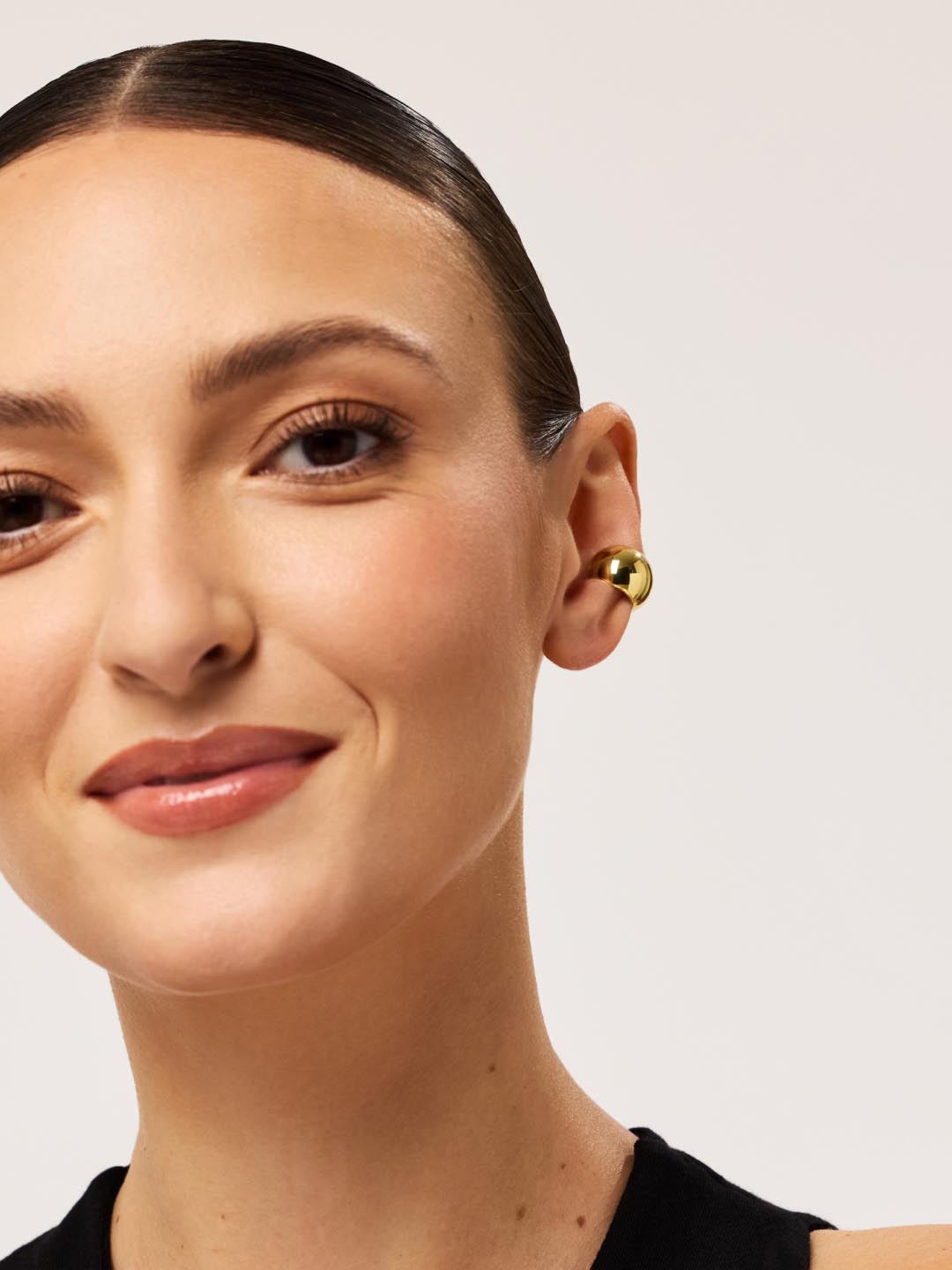 14K Gold Plated Large Sphere Ear Cuff Earrings For Women Ana Luisa Abby Ear Cuff Large