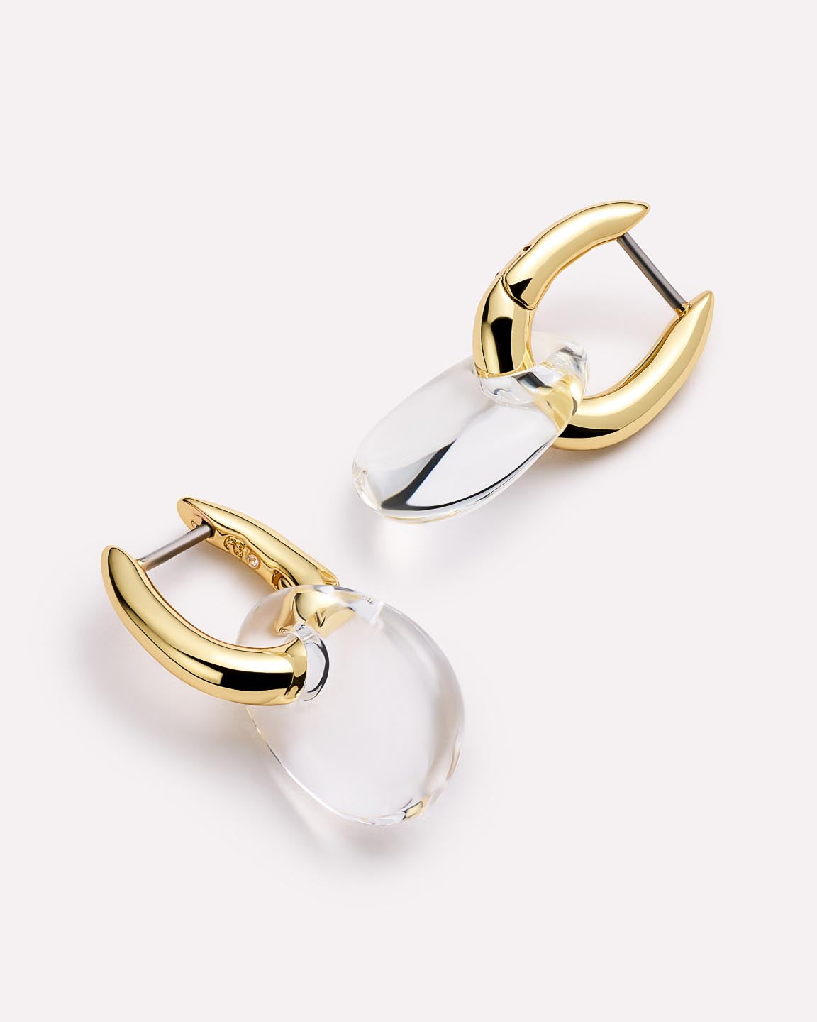 Kayla Drop Earrings | 14K Gold on Brass | Clear Recycled Glass