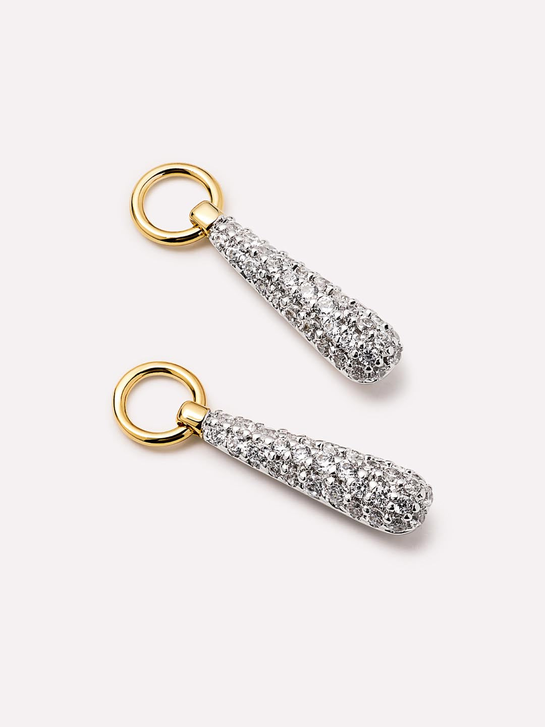 Micropave Drop Earring Charms | 14K Gold on Brass/Rhodium on Brass | Cubic Zirconia