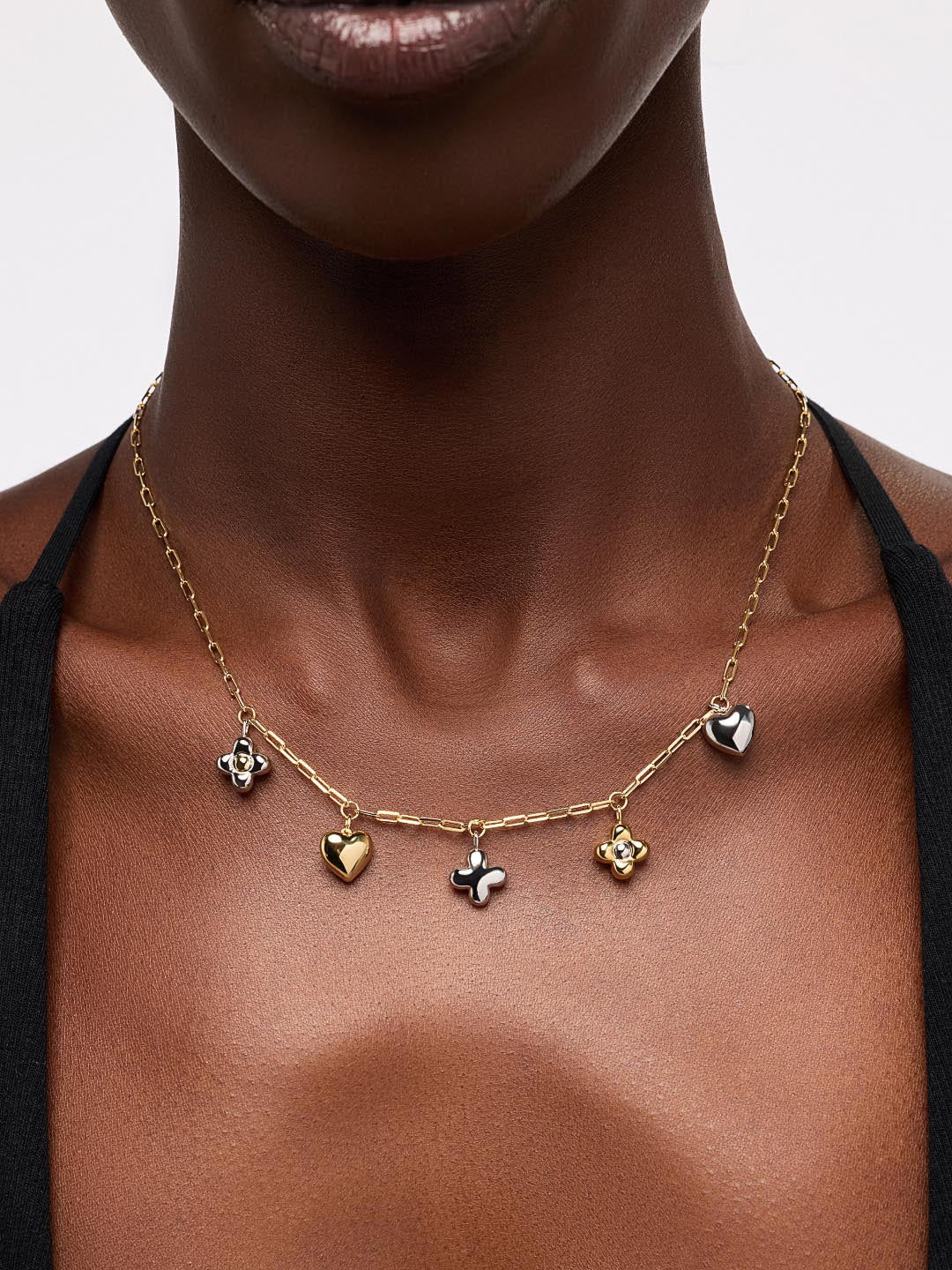 Azura Charm Necklace | 14K Gold on Brass/Rhodium on Brass