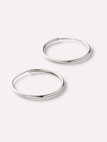 Slim Medium Hoop Earrings | 10K Solid White Gold